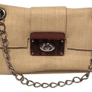 Lanvin Straw Tortoiseshell Chain Shoulder Bag
